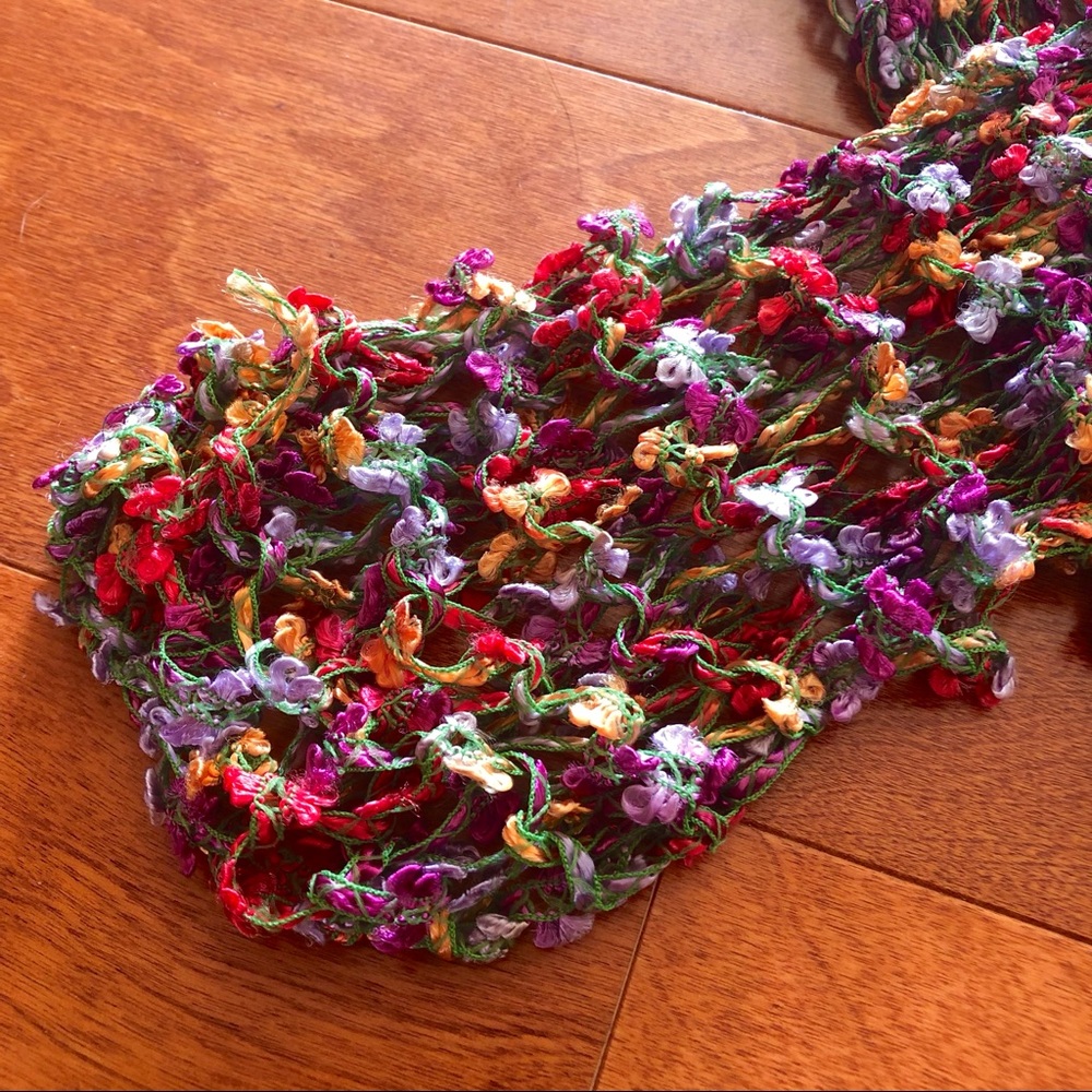 Multi Colored Crochet Spring Scarf - Picture 2 of 3